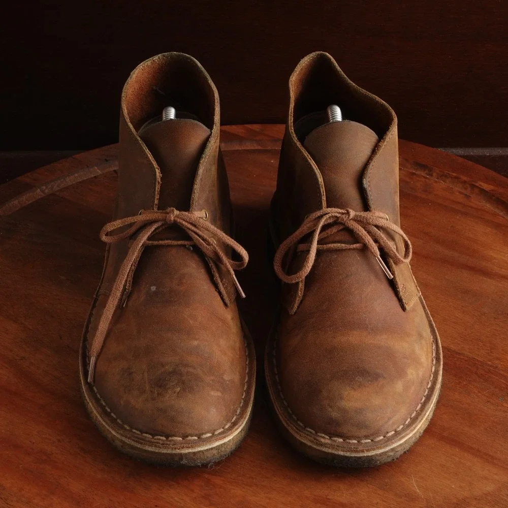 Clarks Boots Mens SZ 8 Brown Originals Desert Boots Leather Ankle Chukka Casual